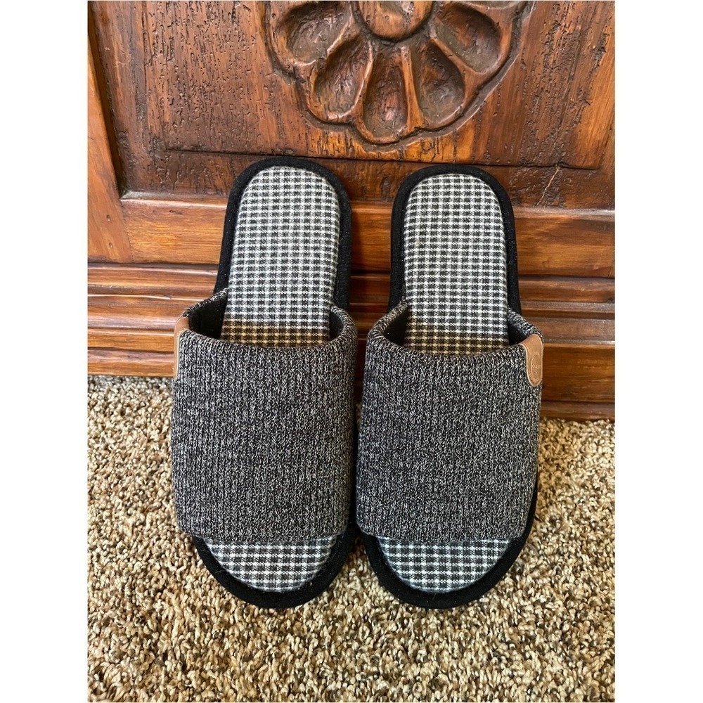 GOEWY Men's Gray Knit Slide Slippers - Comfortable Indoor Shoes